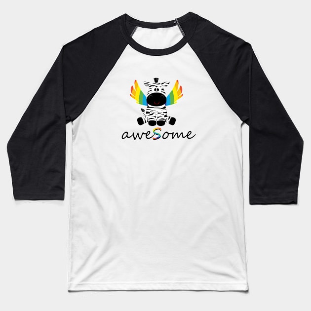 Mythical Awesome Rainbow Zebra Baseball T-Shirt by i2studio
